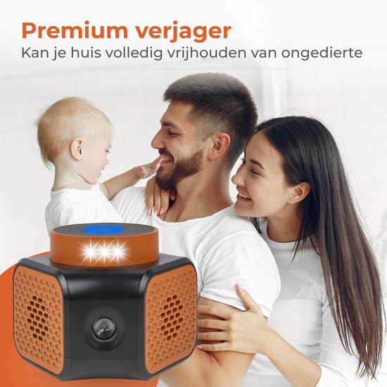 Nuvance Muizenverjager - Ultrasone Verjagers - Ratten & Ongedierte Verjager - 360 Graden & 4 Modi - Muizen Bestrijding - Oranje