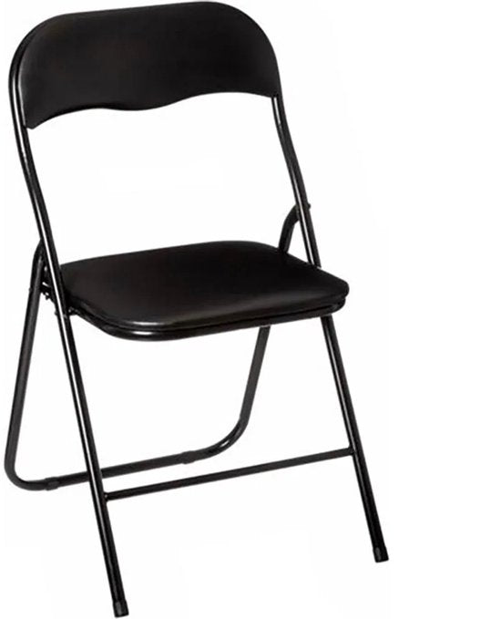 Klapstoel met pvc zitting - Zwart - 44 x 48 x 79 cm - Metaal - Bijzet stoelen - Inklapbaar