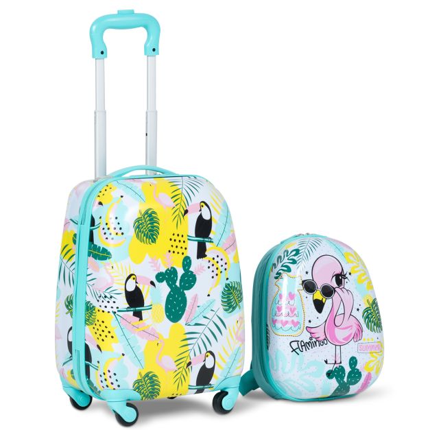 2 Stuks Kinderbagage Handbagage set met Rugzak en Koffer - 30 X 22 X 44,5-74 CM