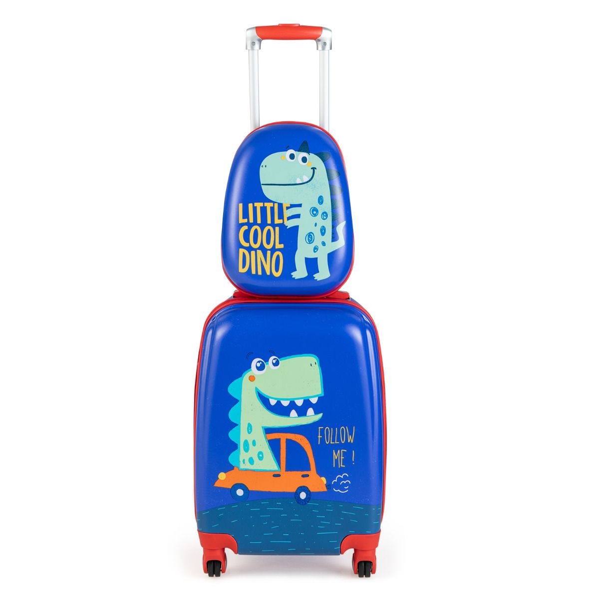 Coast 2-Delige Kinderkofferset - Trolley en Rugzak - Blauw/dinosaurus