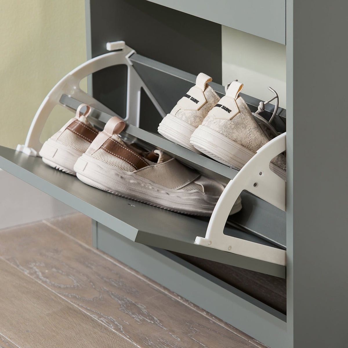 SoBuy Schoenenrek Met 3 Vouwdeuren - Compact - Modern - 53 x 24 x 117 cm - Grijs