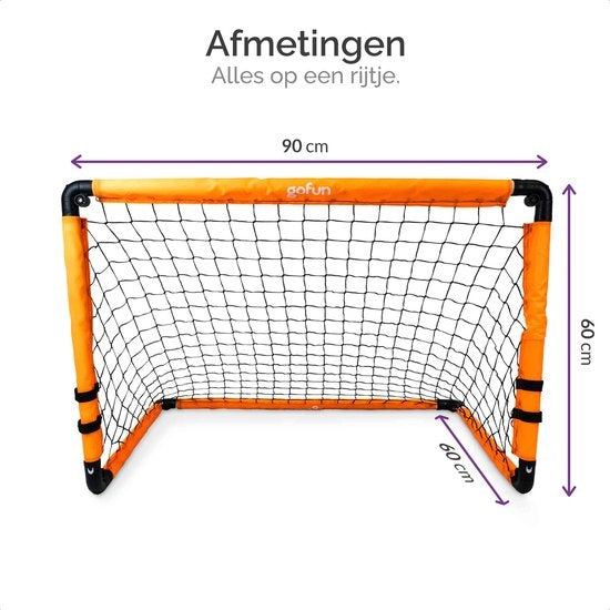 Gofun Voetbaldoel set van 2 – Voetbaldoeltjes – Opvouwbaar – 90 x 60 x 60 cm – Zwart/Oranje
