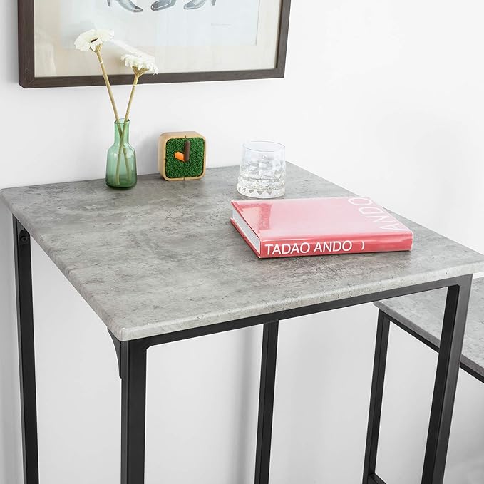 Sobuy bartafel met stoelen - Grijs - 60x60x97 cm