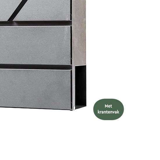 BRASQ Brievenbus Hangend Grijs Deluxe - Wandbrievenbus met Slot en krantenvak - Incl. Montagemateriaal & 2 Sleutels - Postbus - brievenbus - RVS