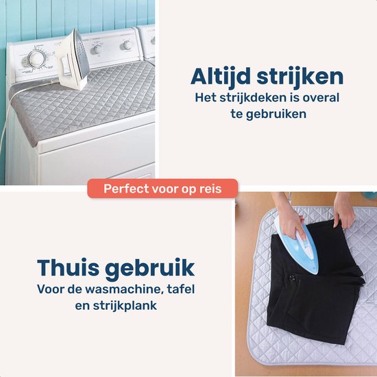 Strijkdeken - 85x50 cm - Lichtgewicht - Strijk - Mat - Hitte bestendig - Doek - Plank - Vouw - Voor op Tafel - Reis - Strijkijzer - Mini - Mouwplankje - Kussen - tafelstrijkplank