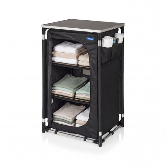 Tristar Campingkast Inklapbaar – Aluminium Frame – 3 Lagen – Verstelbare Poten – Zijvakken – Inclusief Draagtas – Zwart - CU-0809