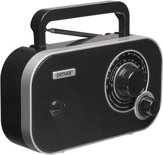 Denver FM Radio Retro - Werkt op batterij of netstroom - Keukenradio - Draagbare Radio - TR51 - Zwart