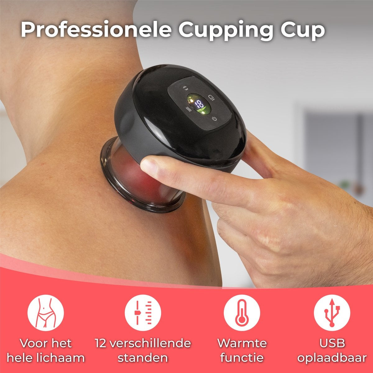 Nuvance Elektrische Cupping Cups – 12 Standen & Temperaturen – 18,1 x 13,5 x 8,9 cm – Zwart