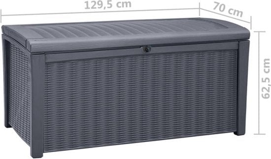 Keter Borneo Opbergbox - 416L - 129,5x70x62,5cm - Grafiet