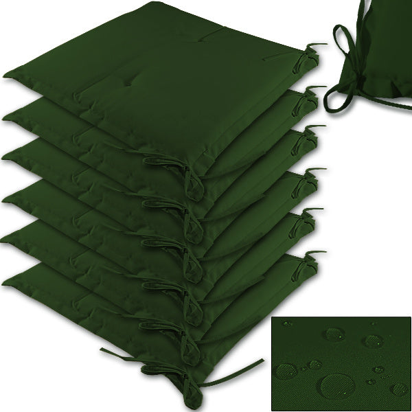 Detex Stoelkussens - 6 Stuks Waterafstotende Linnen-Look - Groen