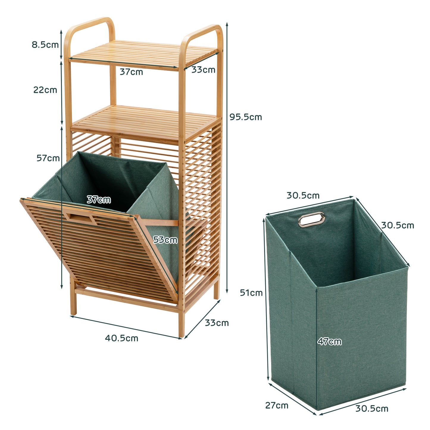 Coast - Wasmand - Uitklapbaar - 40,5 x 33 x 95,5 cm