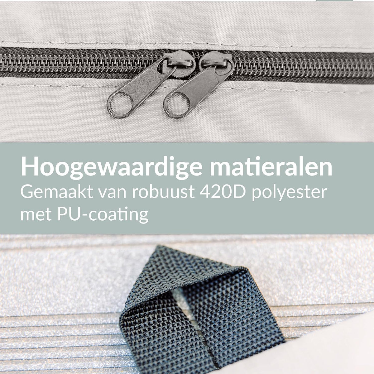 Chefarone Opbergtas voor Tuinkussens - Waterafstotend - 125 x 50 x 32 cm - 420D Polyester - Lichtgrijs