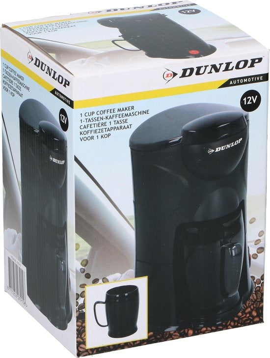 Dunlop Koffiezetapparaat incl. mok - 1 kop - 12V - 170 watt - Zwart - 13x11x19 cm