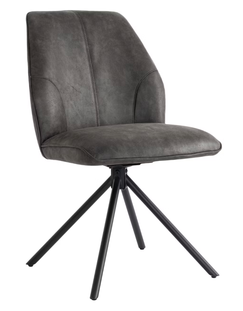 Criks Design – Nova Draaibare Eetkamerstoel 2 Stuks – 54 x 64 x 87 cm – Voorzien Van 180° Draaibaar Frame En Automatische Terugkeerfunctie En Multiplex Zitting – Voor Eetkamer En Kantoor – Anthracite Eco-Rundleder En Metaal