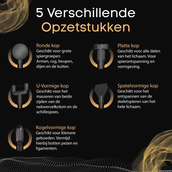 Revolt - Mini Massage Gun - Inclusief 5 Opzetstukken - Inclusief Adapter - 6 Snelheidsstanden - Spierherstel & Spierontspanning