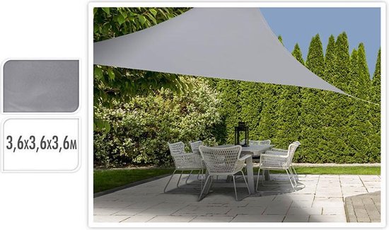 ProGarden Schaduwdoek driehoek 3,6x3,6x3,6 m grijs