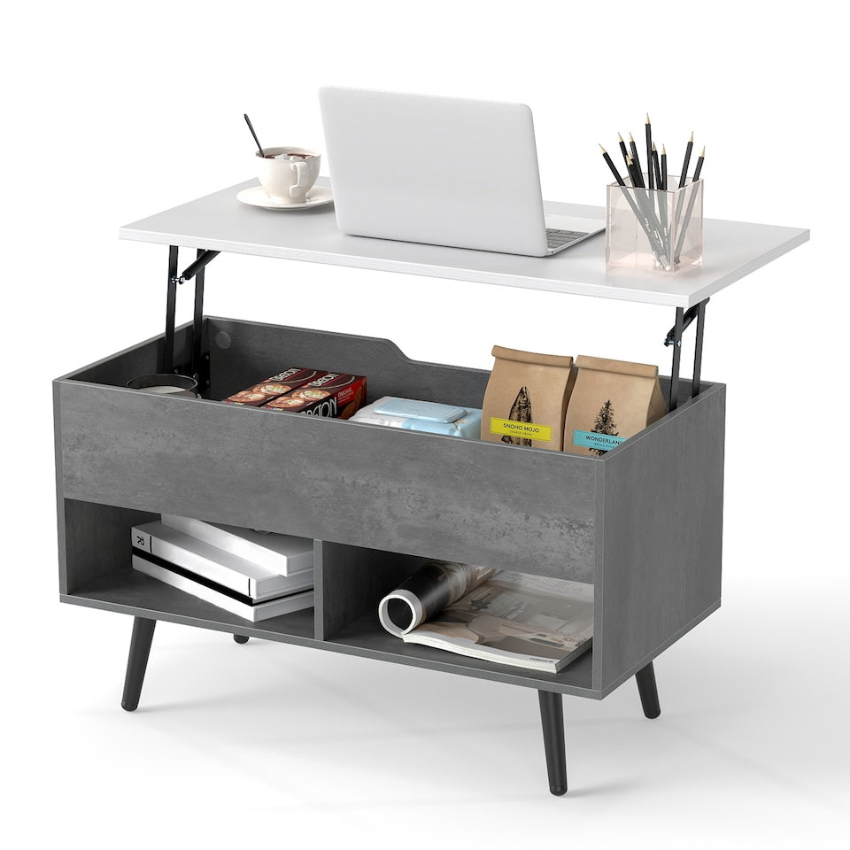 Coast Lift Top Salontafel Grijs 80x40x46 cm - Mid Century Modern met Opbergruimte