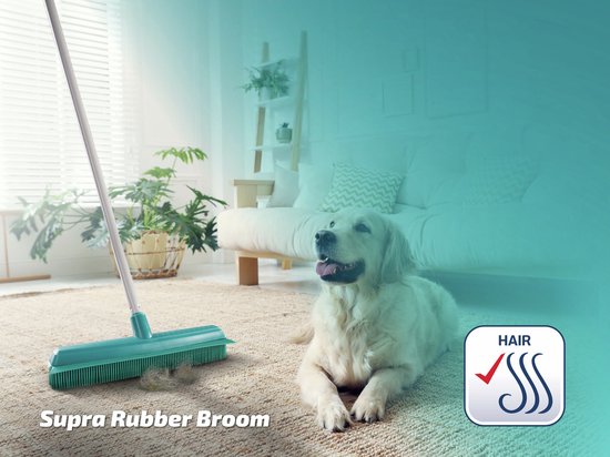 Leifheit Classic Suprabezem - rubberen bezem met telescoopsteel - 80-140 cm steellengte - 35 cm veegbreedte