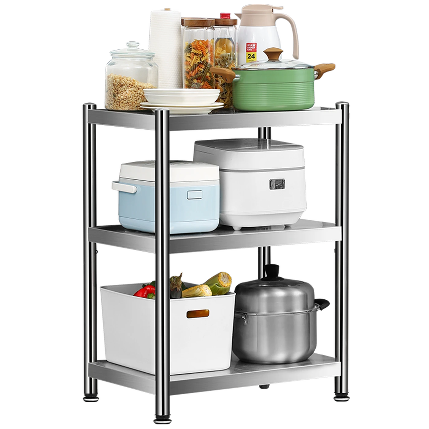 Cooker King 3-Laags Keukenrek voor Magnetron – Uitschuifbare Plank – Verstelbare Hoogte – 80 × 35 × 60 cm