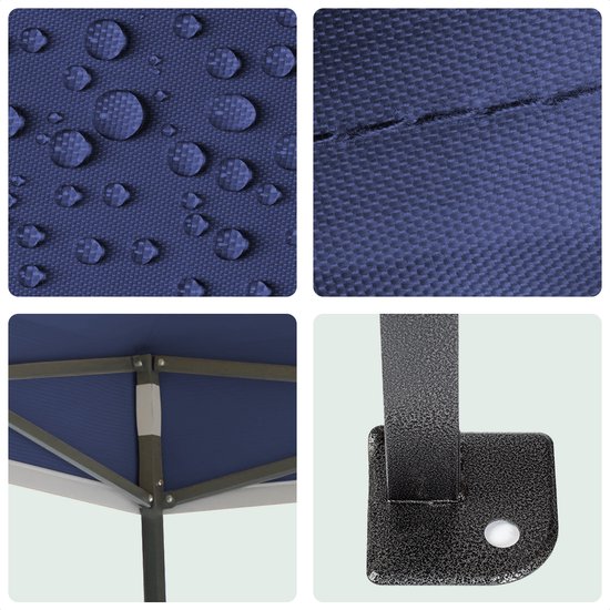LifeGoods Partytent - Paviljoen - Easy Up - Opvouwbaar - Waterdicht - Met Draagtas - 300 x 600 cm - Donkerblauw