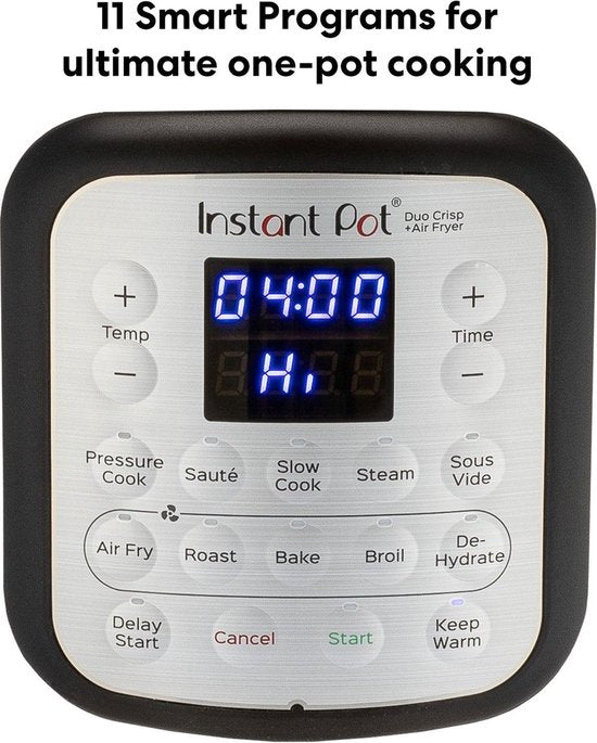 Instant Pot Duo Crisp 7,6L Multicooker + Airfryer - 11-in-1 Snelkookpan - Slowcooker - Sous-vide - Air Fry - Twee-Deksel Systeem - Tot 8 Porties