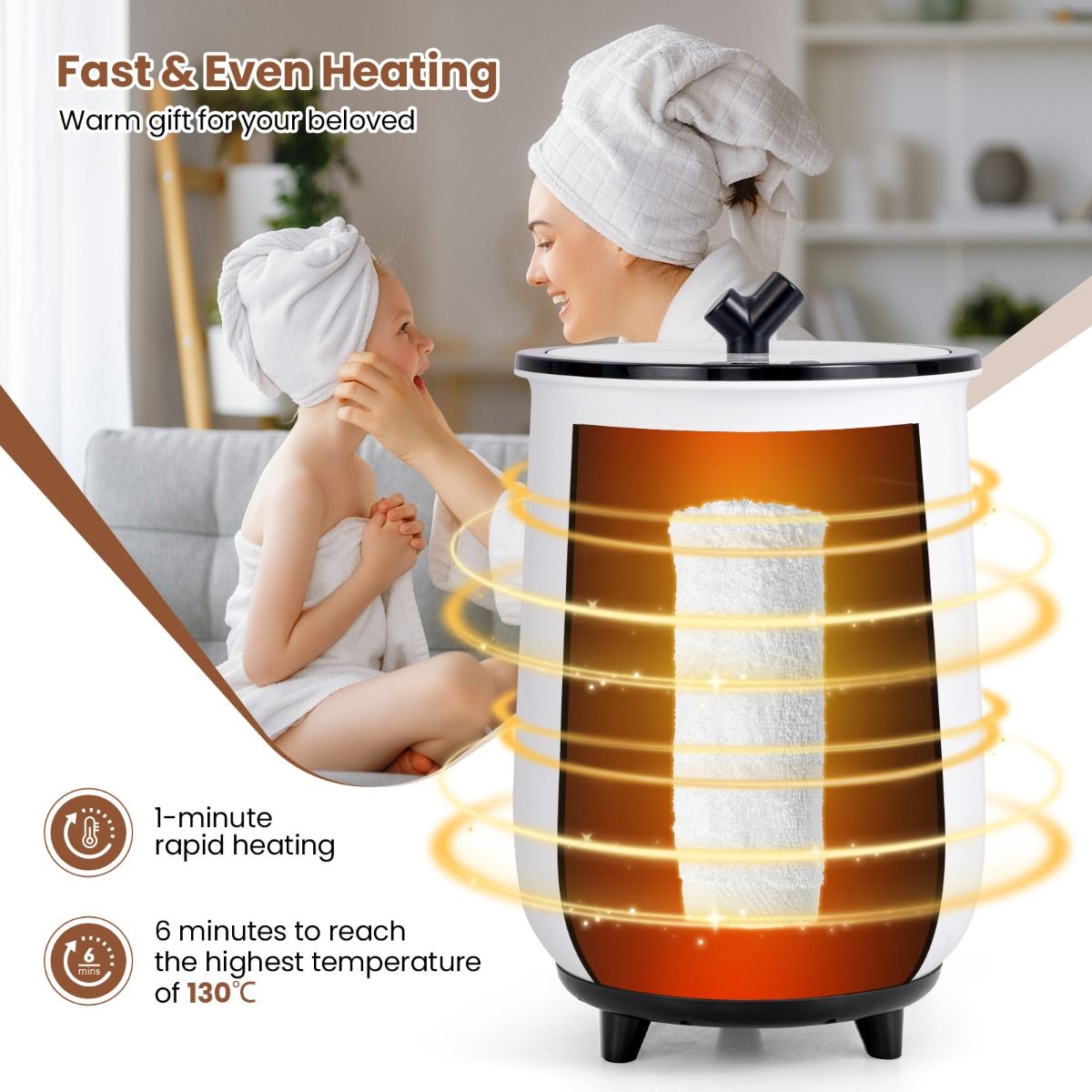 Coast Elektrische Handdoekverwarmer - 3 verwarmingsniveaus - timerfunctie - zwart - 23 liter