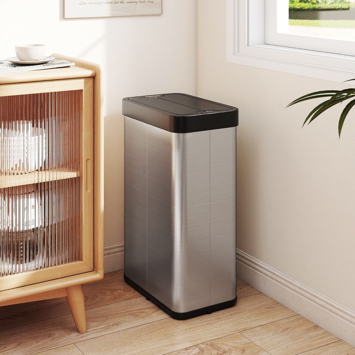 Coast Sensor Prullenbak - automatische opening en sluiting - 60 liter - zwart/zilver
