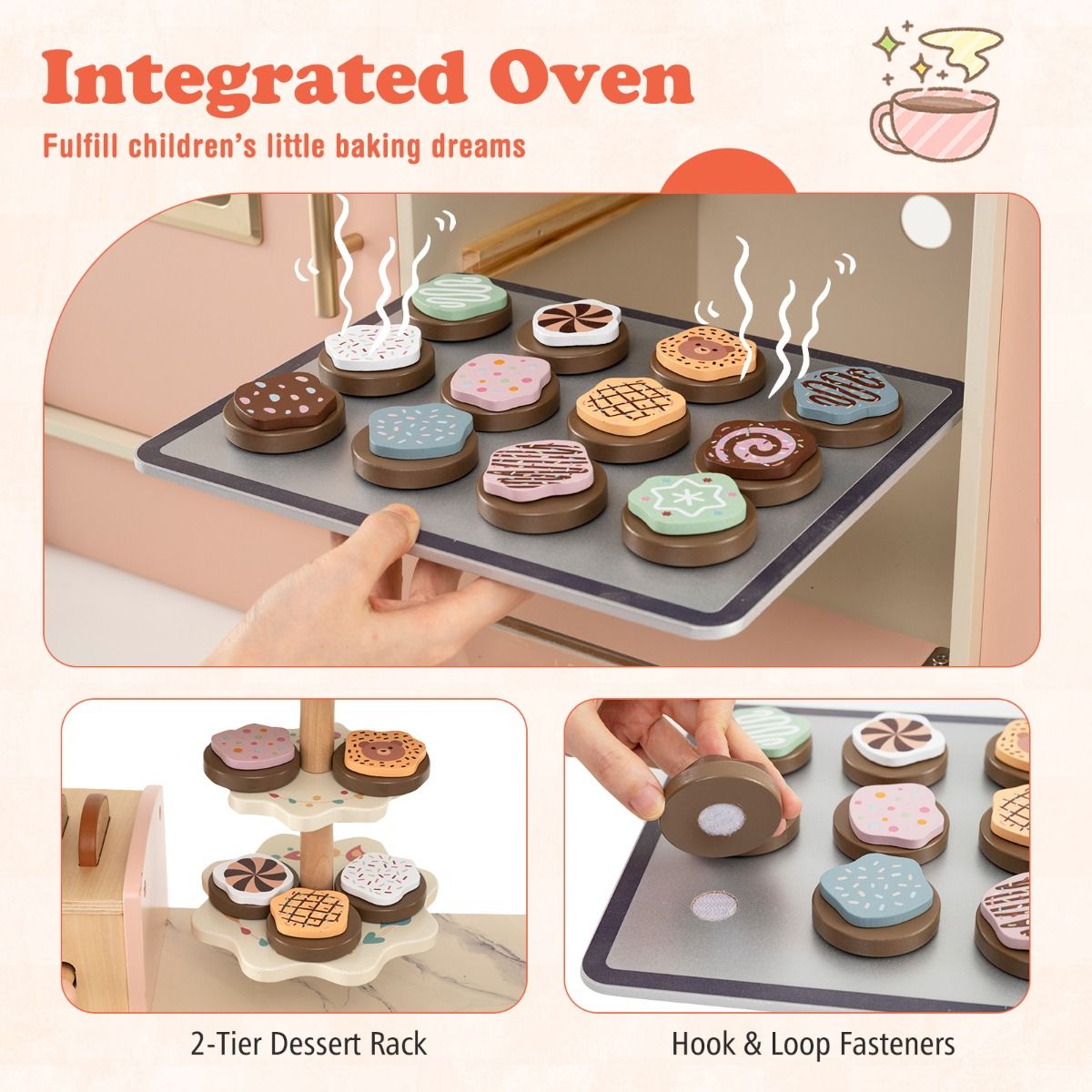 Coast Houten Speelkeuken voor Kinderen - met 25 accessoires - licht en geluid - roze