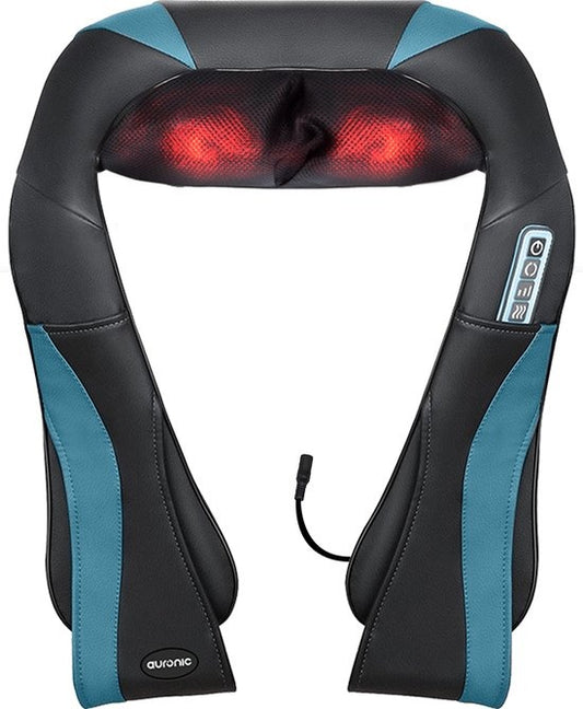 Auronic Shiatsu Massagekussen - Elektrisch Nekmassage Apparaat - Massage Apparaten - Nek en Schouder Massage Apparaat- Infrarood - Zwart/Blauw