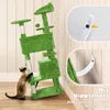 Yaheetech Krabpaal met 3 Ligplatforms en 2 Slaapgrotten - Groen - 49 x 49 x 139 cm