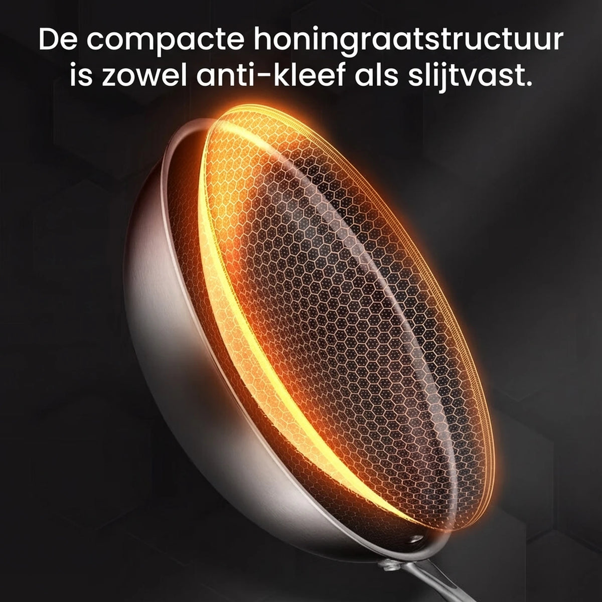 Ochama Wok 30 cm met Deksel - RVS Honingraat Anti-aanbak zonder Teflon - Geschikt voor Inductie, Gas en Elektrisch