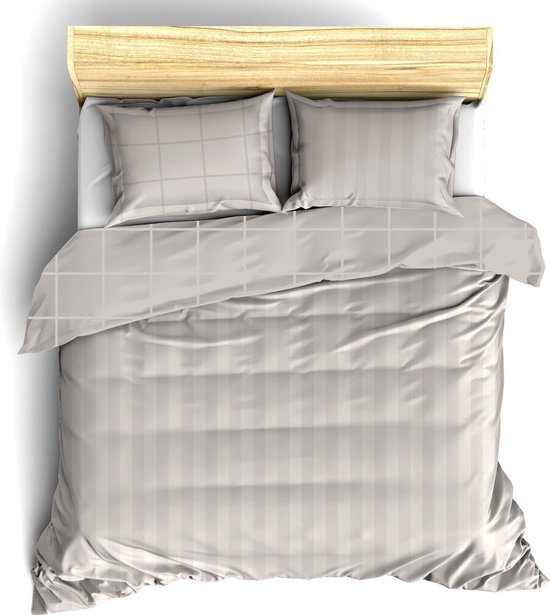 De Witte Lietaer Dekbedovertrek Katoen Satijn Zygo - Lits Jumeaux - 240 x 220 cm - Taupe