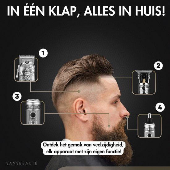 Professionele Draadloze 4-in-1 Tondeuse - Tondeuse Mannen Hoofdhaar - Cheveux Haar - Haartrimmer - Kapper Haar Machine - Haartondeuse - Trimmer Baard - Barber Hair Clipper - Kapper Buddha Trimmer - Kappersset