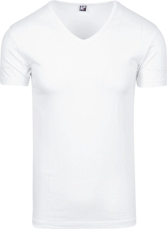 Alan Red Oklahoma T-shirt Stretch - V-hals - Wit - Maat XXL - 93% katoen
