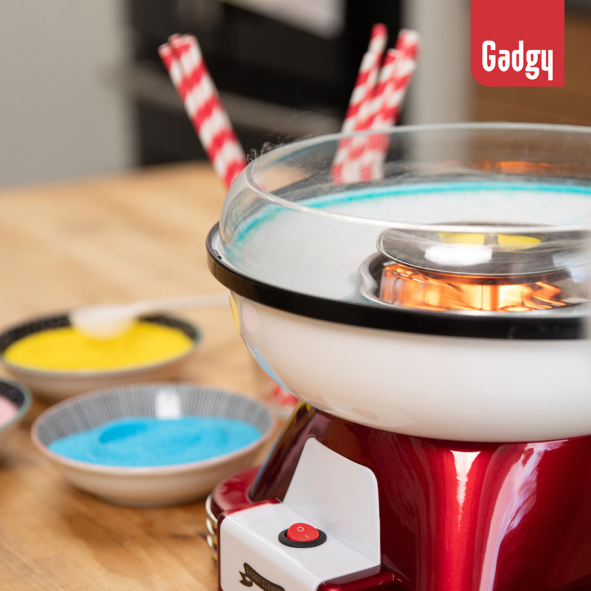 Gadgy Suikerspinmachine Retro, met 10 Stokjes en Maatlepel - Suikerspinmakers - Snoep - Kinderfeestje - Suikerspin Suiker - Cotton Candy - Suikerspinmachines