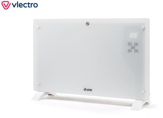 Vlectro - Elektrische Kachel & Convector Kachel - 2000W - LED Display & Afstandsbediening - Wit Metaal & Kunststof - Muurmontage & Vrijstaand - Energiezuinig met Thermostaat