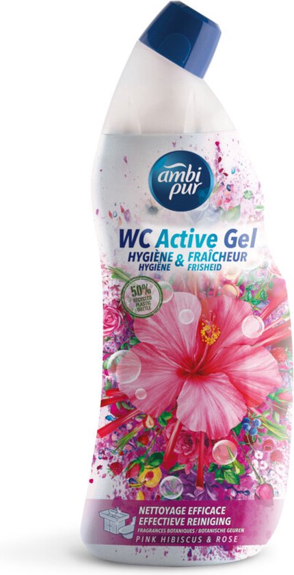 Ambi Pur Toiletreiniger Wc Active Gel Hibiscus & Roos 750 ml