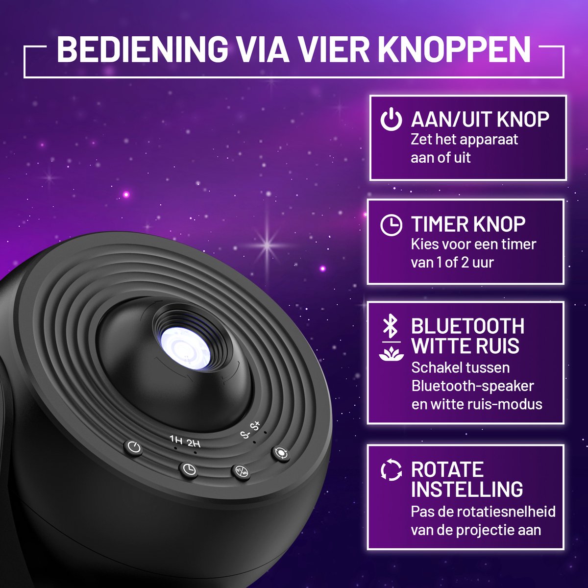 MostEssential Projectorlamp PRO Edition 12-in-1 Galaxy Projector - Ø 11.8 cm - Kleur: Zwart