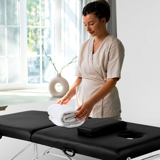 Fitby Massagetafel - Massagetafel Inklapbaar - Behandeltafel - 200kg Draagvermogen Verstelbare Hoogte (60-80 cm) – 180x60 cm - Zwart