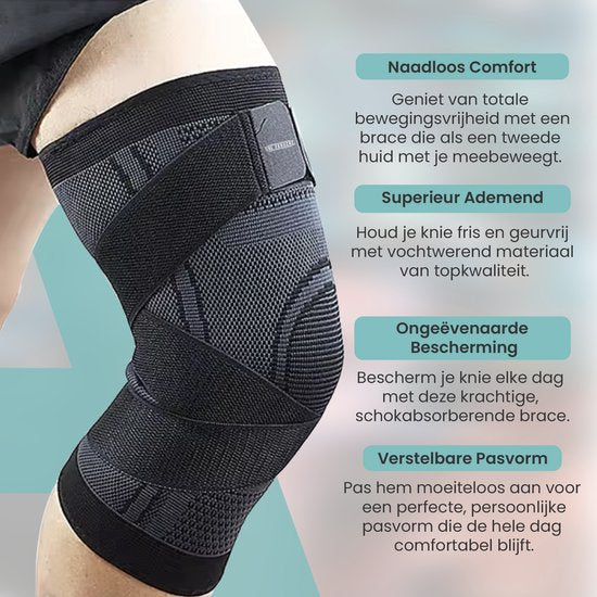 MR. PANACHE Kniebrace - Kniebandage - kniebraces - Knieband - Kniebrace dames - Knie brace Artrose - kniebandage ondersteuning knie - Patella Brace - Verlichting van Gewrichtspijn - Kniebrace Scharnier - Kniebrace Meniscus - Maat M - Zwart
