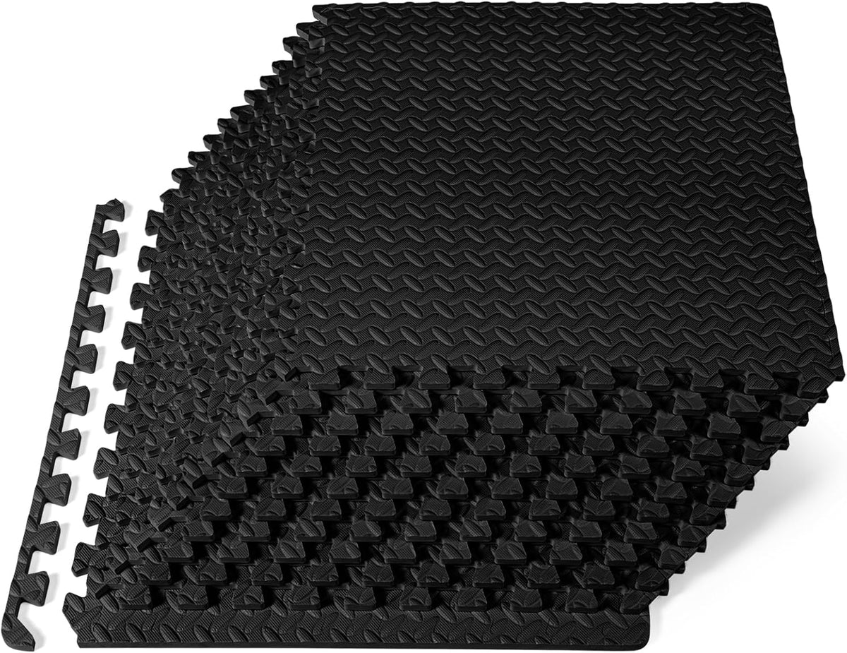 ProsourceFit Puzzelmat Fitness - EVA Schuim - 12 Tegels - 4,5 m² - 61 x 61 x 1,27 cm - Zwart