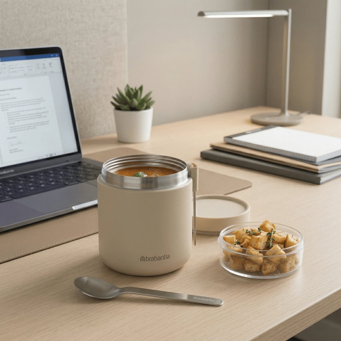 Brabantia Voedselbeker 500 ml - Lekvrij, Soft Beige