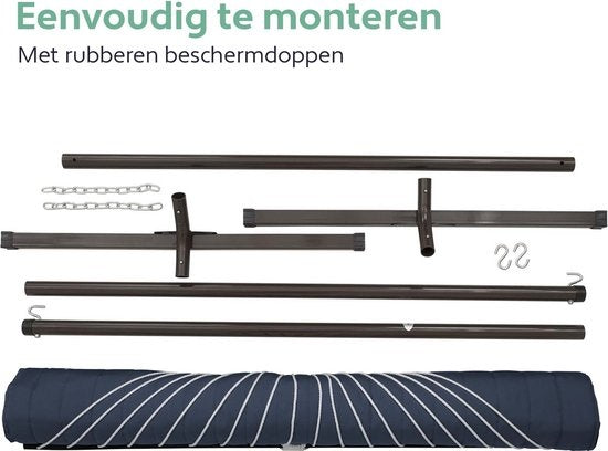Vita5 Hangmat met Standaard en Spreidstok – 2 Persoons – Afneembaar kussen – uv-bestendig – Blauw