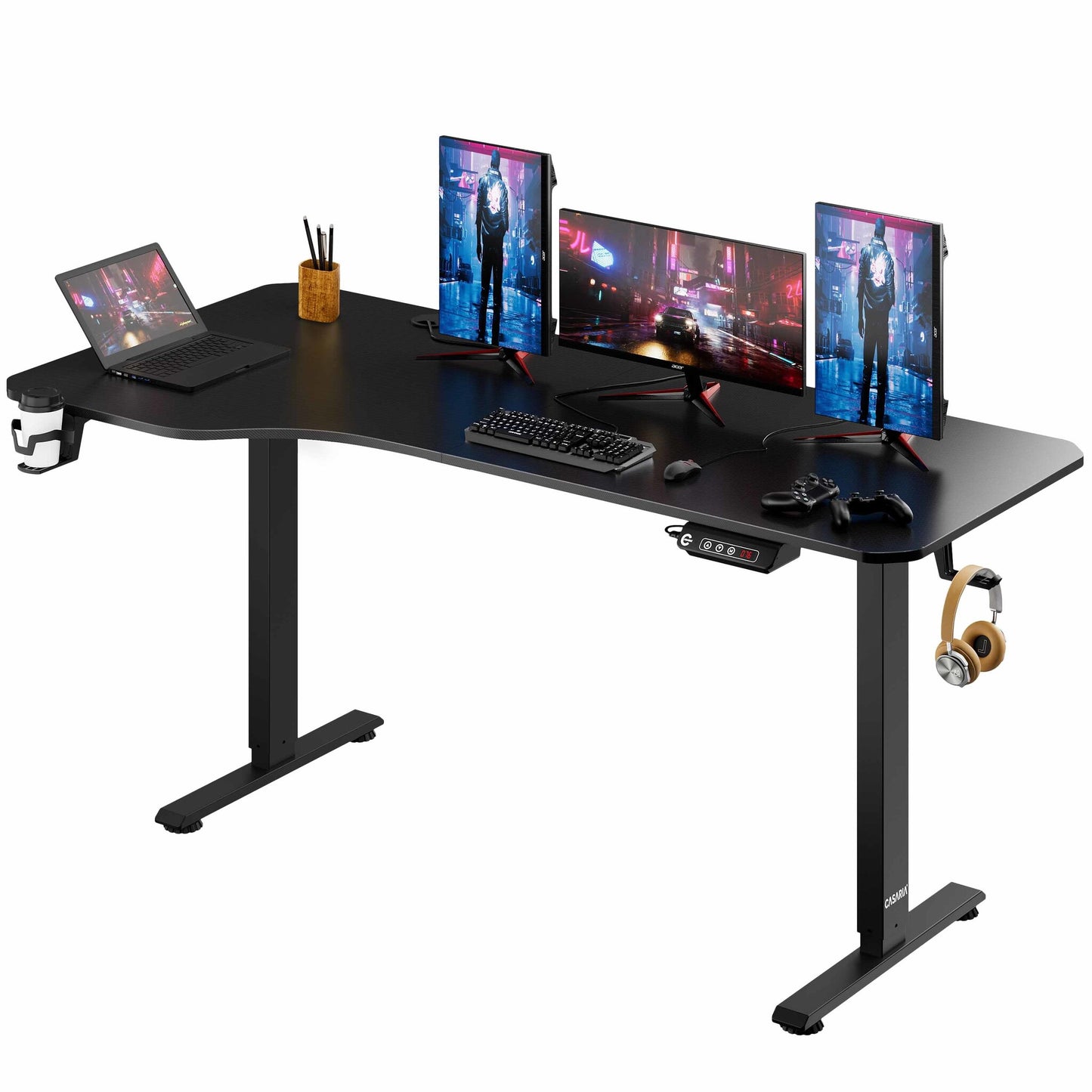 Casaria Zit Sta Bureau – Hoogte Verstelbaar Elektrisch - 160x75cm Zwart