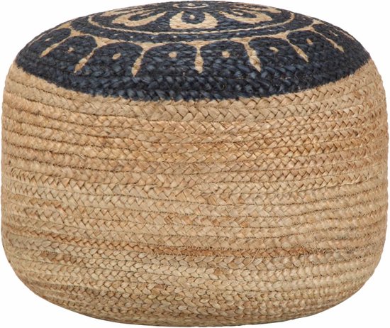 vidaXL - Poef - handgemaakt - 45x30 - cm - jute - blauw