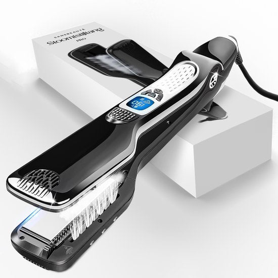 Sansbeauté® Stoomstijltang - Stoom Stijltang - Brede Platen - Professionele Stijltang – stoomstijltangs - Zwart