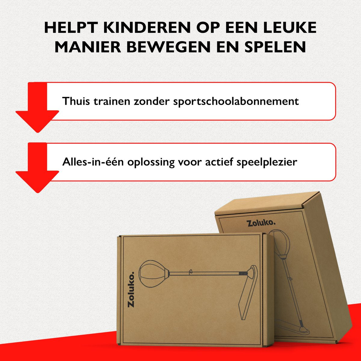 Zoluko Boksbal op Voet voor Kinderen - Incl. Bokshandschoenen en Opblaaspompje - Verstelbaar in Hoogte - Voor Binnen en Buiten - Boksbal op Standaard - Bokstrainer – Bokspaal - Boksset Kinderen - Boksbal Staand - Boxing - Thuis sporten - Zwart/Rood