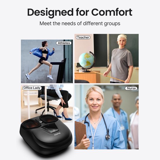 RENPHO Shiatsu Voetmassager FM058R - Compact design - Warmtefunctie - Instelbare intensiteit - met Afstandsbediening - Zwart