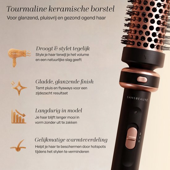 Sansbeauté® 6 in 1 Krultang met Klem - Keramische Haarkruller - 13mm tot 38mm - Beach Waves - Wavy Hair - Krultangen 32mm 25 mm 19 mm - Blowout Brush - Haarstyler - Hair Curler - Dunne en Dikke Krultang - Mini Krultang - Krultang Kort Haar