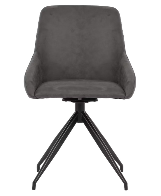 Dutchbone Eetkamerstoel Laurel 360° Draaibaar - Antraciet - 60x51x85 cm